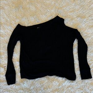 Michael Lauren Black Knit Top with open shoulder